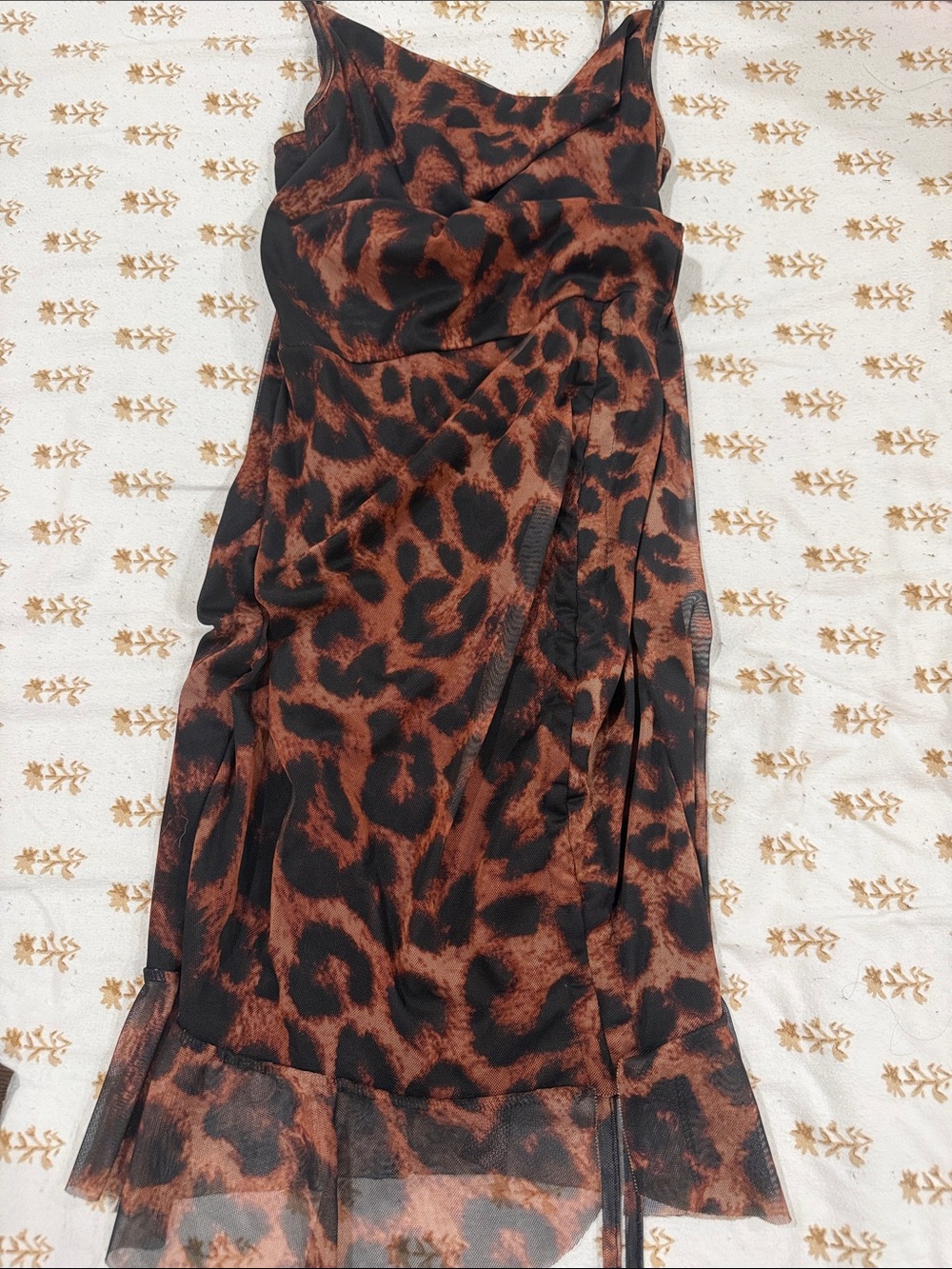 PrettyLittleThing Brown & Black Leopard Print Slip Dress